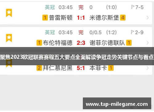聚焦2023欧冠联赛赛程五大要点全面解读争冠走势关键节点与看点 聚焦2023欧冠联赛赛程五大要点全面解读争冠走势关键节点与看点